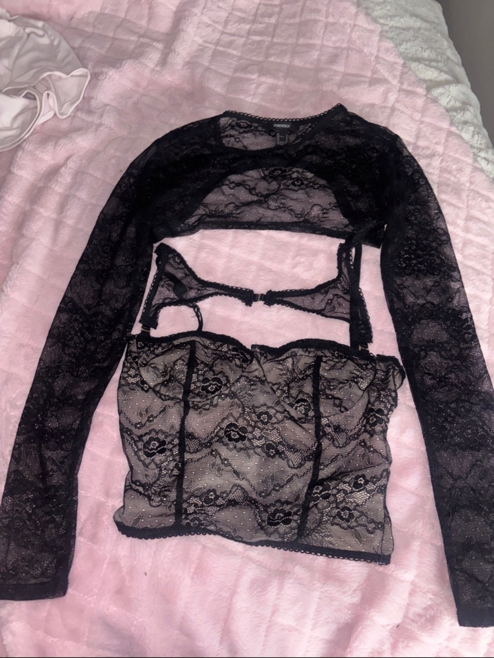 Black Lace Sheer 3pc top